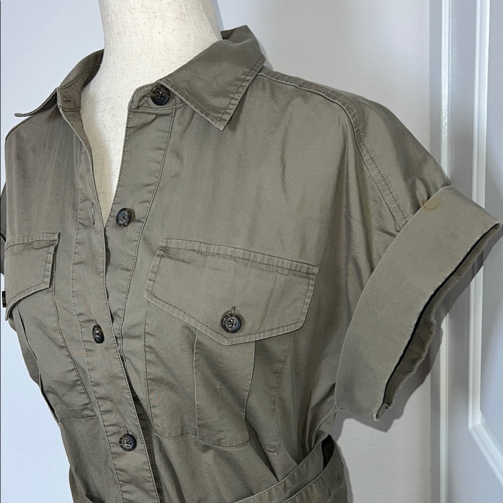 Banana Republic Chic Olive Button-Up Romper with Belt - Picture 9 of 11